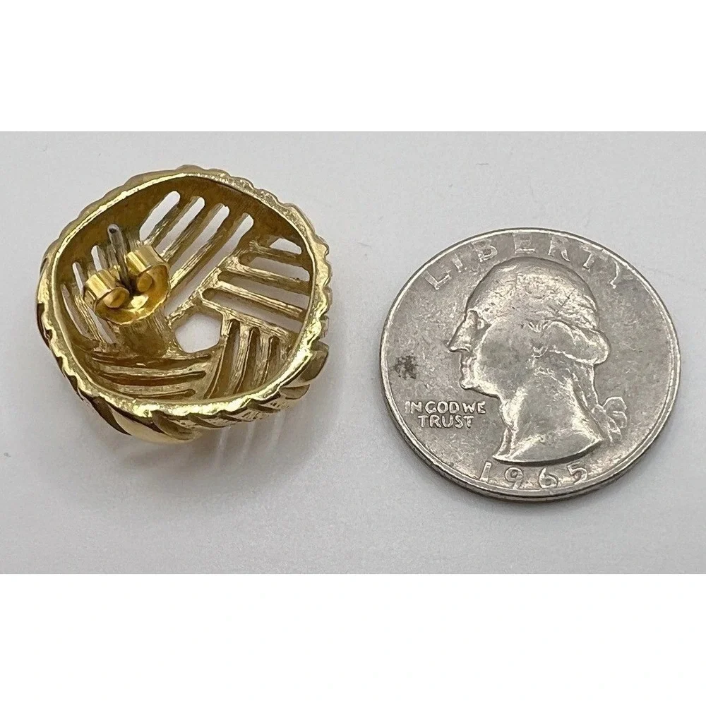 Vintage Gold Tone Knot Stud Earrings Ribbed Textured Classic‎ 1 Inch